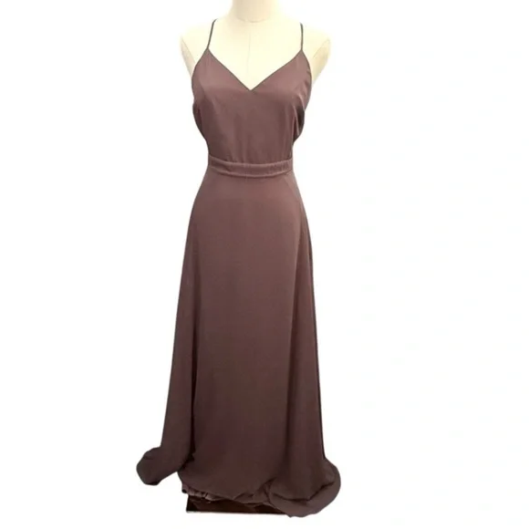 Birdy Grey Formal Mauve Dusty Rose Dress Gown Mesh Cutouts Prom Wedding Gala - Picture 2 of 10